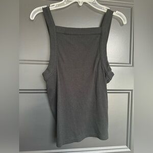 J Crew black small square neck ribbed tank top.